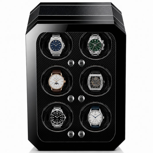Vertical Watch Winder Tower for 6 Automatic Watches - Gloss Black (Column 6)