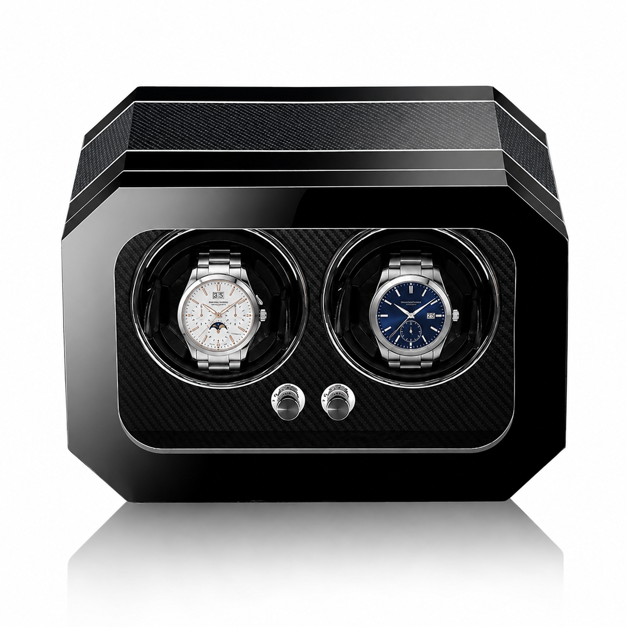 Vertical Watch Winder for 2 Automatic Watches - Gloss Black (Column 2)
